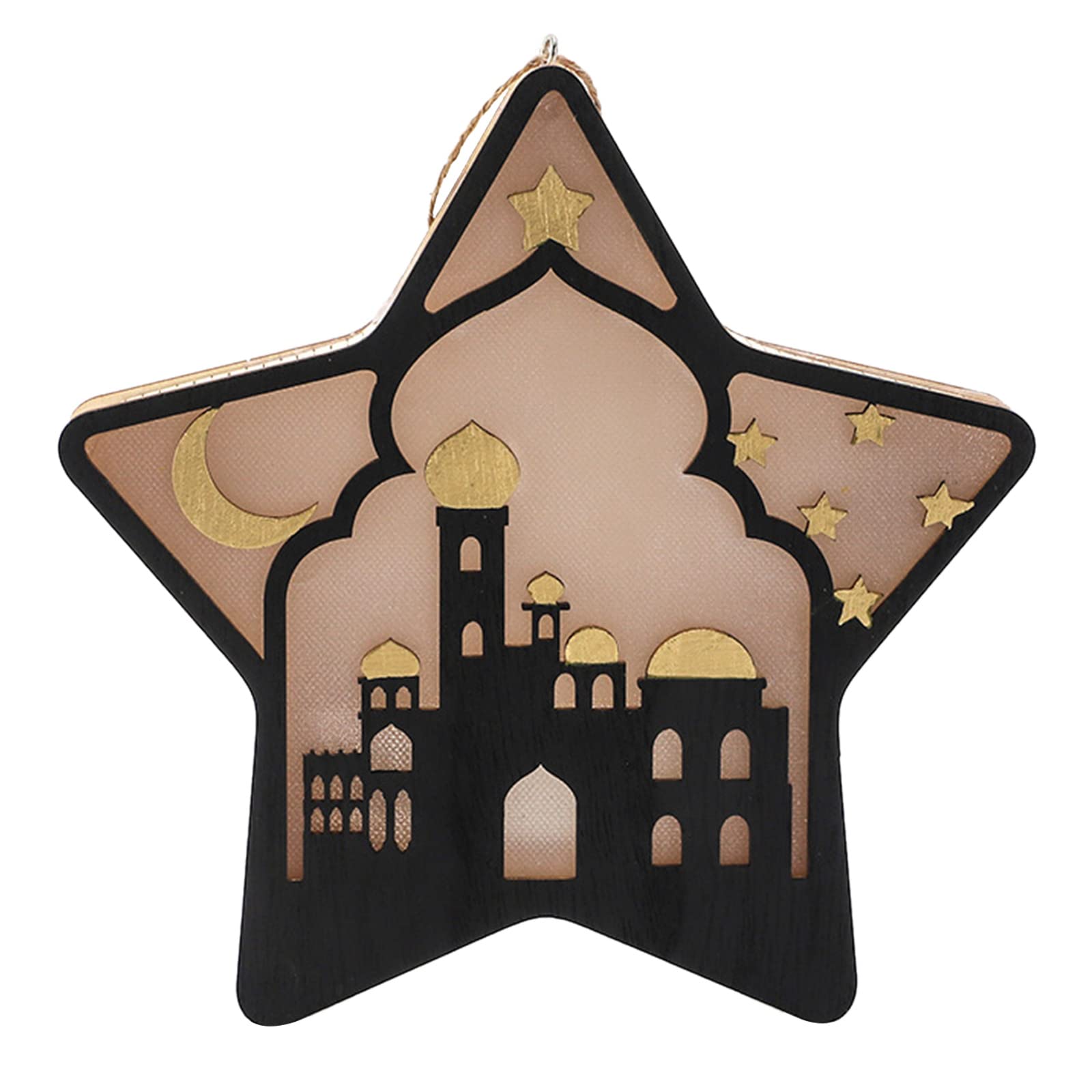 Kalttoy A Eid Wood Star Led Light Hanging Charm Wood Rt Ornaments Ccessory For Festival New Year Birthday Decoration Eid Ornaments