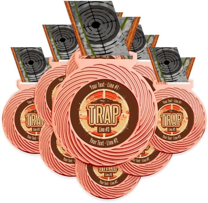 10 Pack Trap Shooting Award Medal, Specify Your Custom Text. for Sportsman’s Club Awards, and competitions. 3-1/8”W x 3-1/2”H Quality Medal Printed Assembled Packaged in USA.