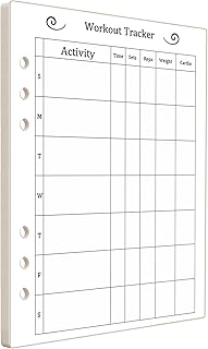 A5 Size Planner Workout Tracker Inserts, Fitness Inserts, Fits with Kate Spade, Louis Vuitton GM, Carpe Diem, Color Crush, Filofax (Planner Sold Separately)