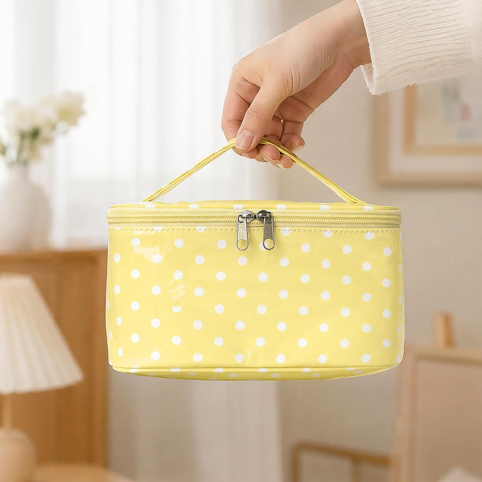 Damski PU Polka-Dot Boho Tote organizer duża pojemność (srebrny)