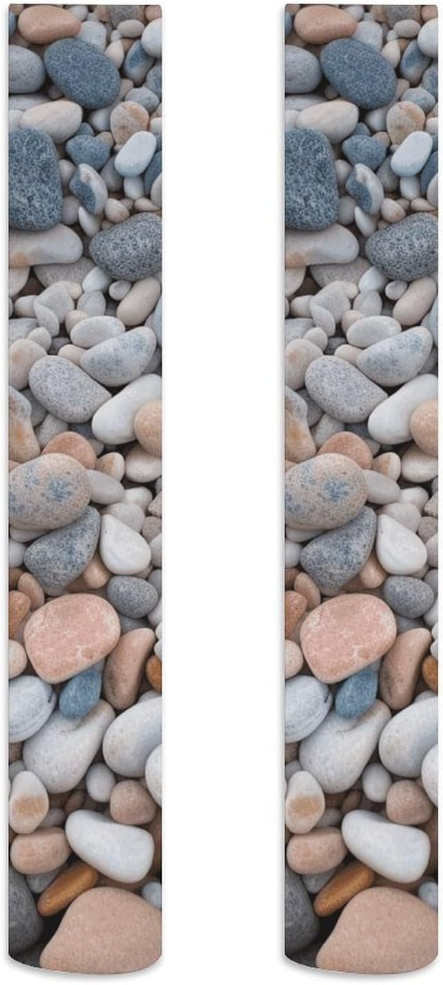 Beach Colored Pebbles Knee High Stockings for Women 23.6" Breathable Thigh High Stockings Over The Knee Socks