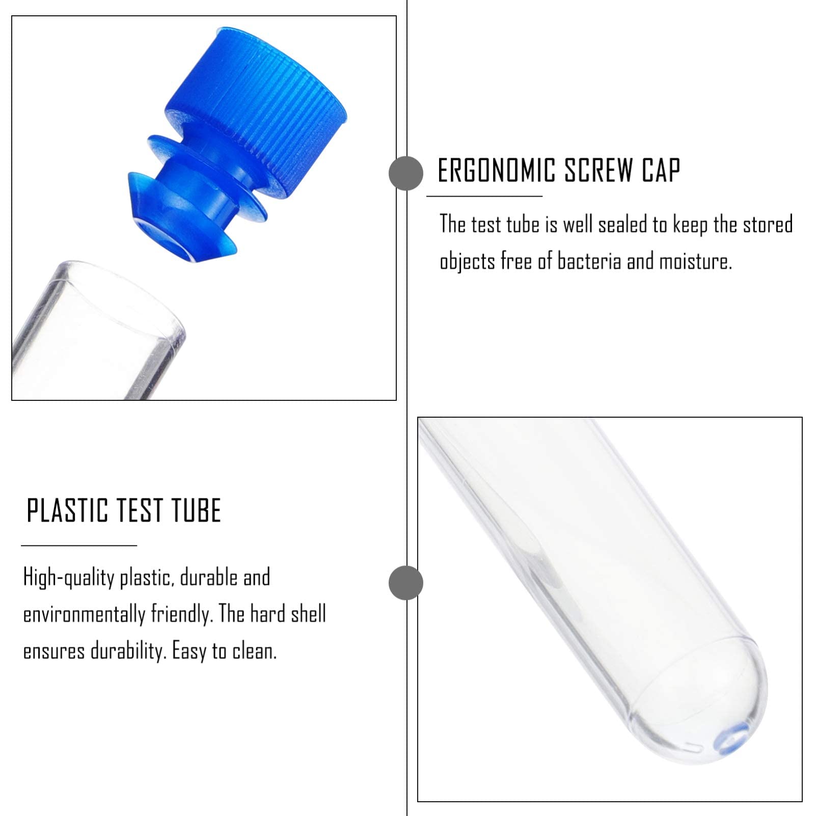 QUNINE Provette in plastica Trasparente da 40 Pezzi con Tappo a Vite per riporre esperimenti scientifici