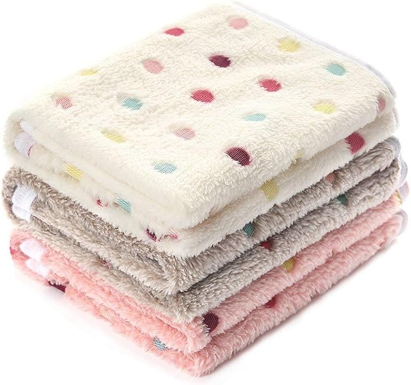 Manta para Cães e Gatos de Veludo Coral com Estampa de Patinhas Luciphia Média, Pacote com 3