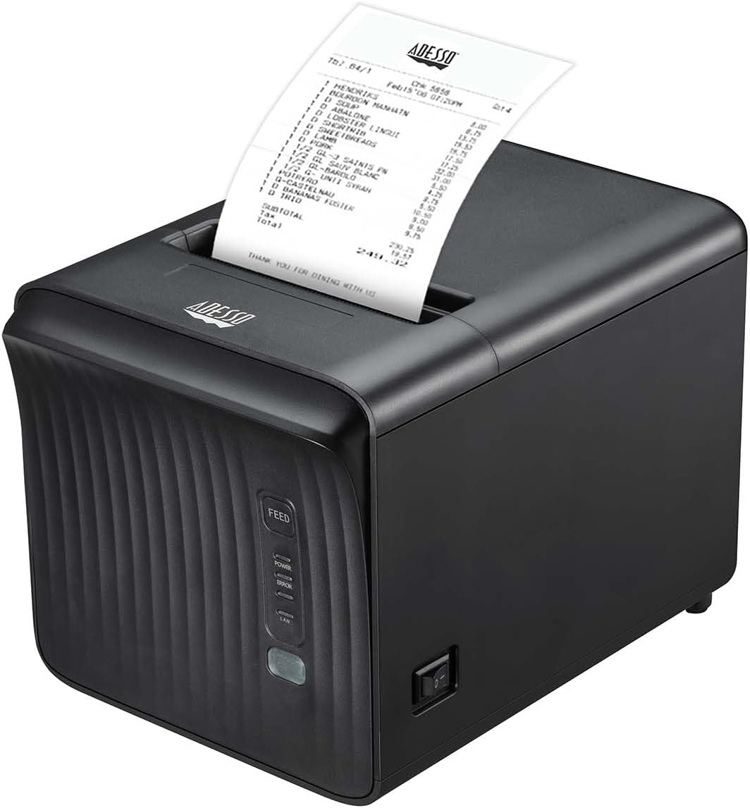 Adesso 3" (80mm) Network Interface Thermal Receipt Printer with Autocutter, NuPrint 330, 250mm/s Printing Speed, Support USB/LAN/Serial RS232 Interfaces