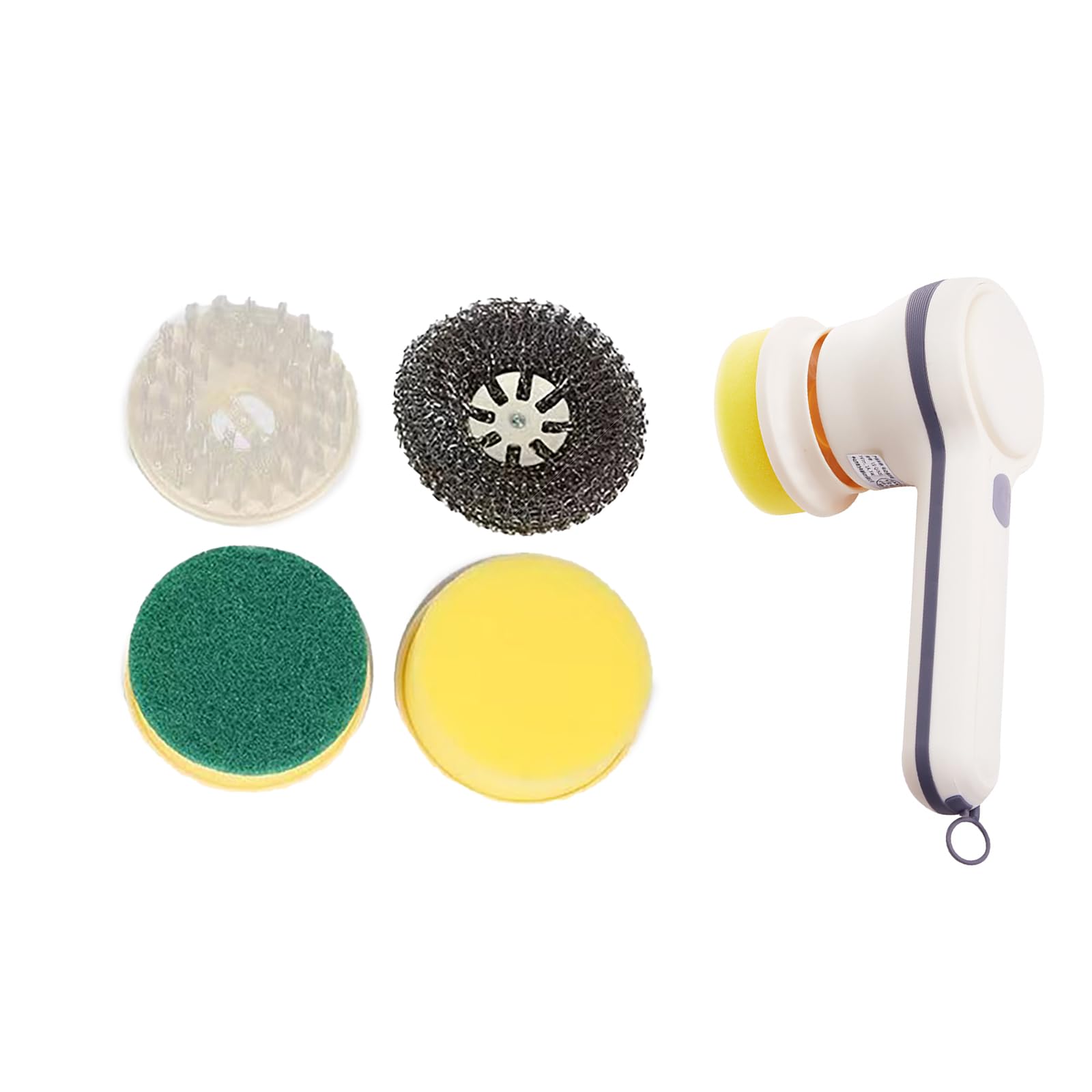 Jazuaiao Electric Rotate Scrubber Cordless Shower Scrubber with 4 Replaceable Heads Rotate Brush for Cleaning Bathroom Floor Ergonomic Handle