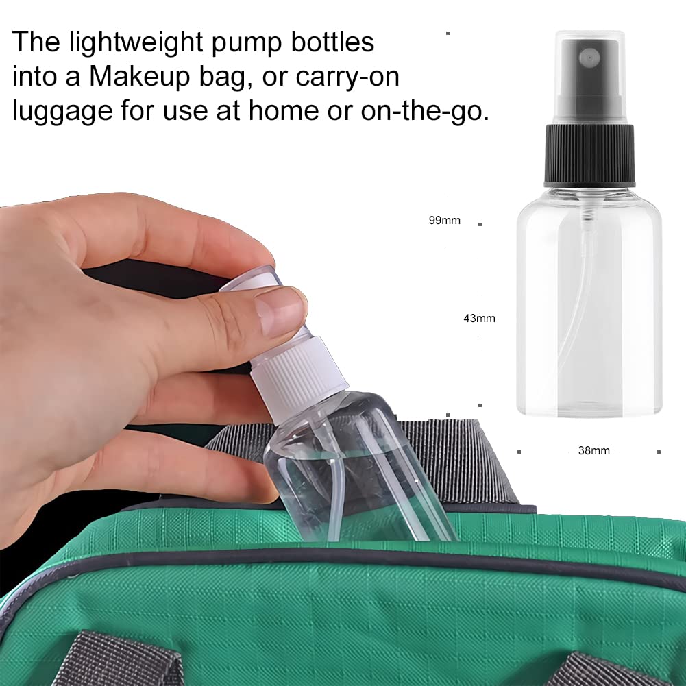 100 Stück Leere Braun 50ml Kunststoff Sprühflasche mit Weiß Zerstäuber Flasche, Tragbar Feinen Nebel Pumpzerstäuber Parfümzerstäuber Zerstäuberflasche Reise Flakons, 10x Trichter