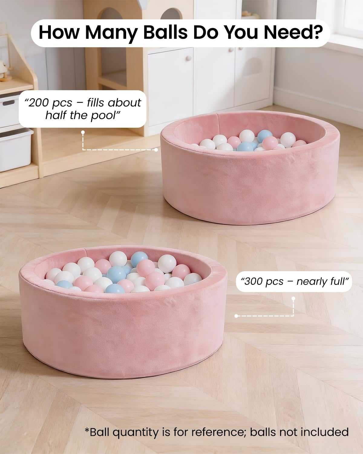 Piscina di Palline per Bambini, Piscina Morbida in Schiuma Rotonda, 90 x 30 cm Area Giochi Soft Play (Palline NON incluse), Rosa