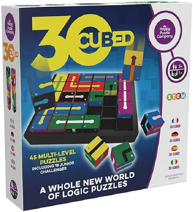 The Happy Puzzle Company 30 Cubed Game - The Next Rubik's Cube? 45 Multi-Level Challenges for a Fun Family Board Game Night - Logic Puzzles STEM Educational Learning Resources - Kids Games Ages 6+