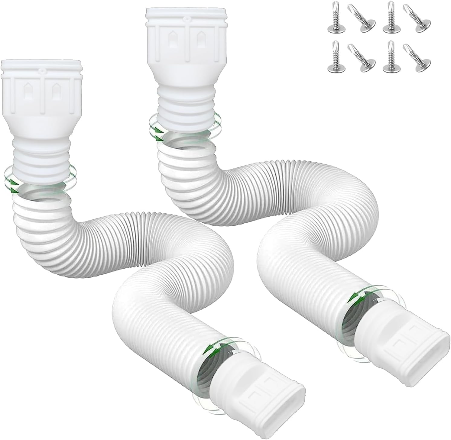 Eytzpto 2 Pack Rain Gutter Downspout Extensions Flexible, Drain Downspout Extender, Down Spout Drain Extension Pipe for Rainwater Drainage, Extendable from 21 to 60 Inches