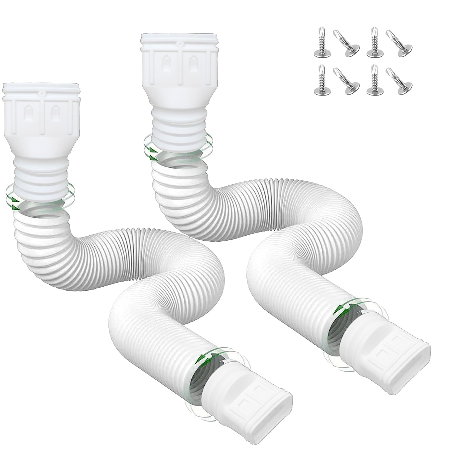 Eytzpto 2 Pack Rain Gutter Downspout Extensions Flexible, Drain Downspout Extender, Down Spout Drain Extension Pipe for Rainwater Drainage, Extendable from 21 to 60 Inches