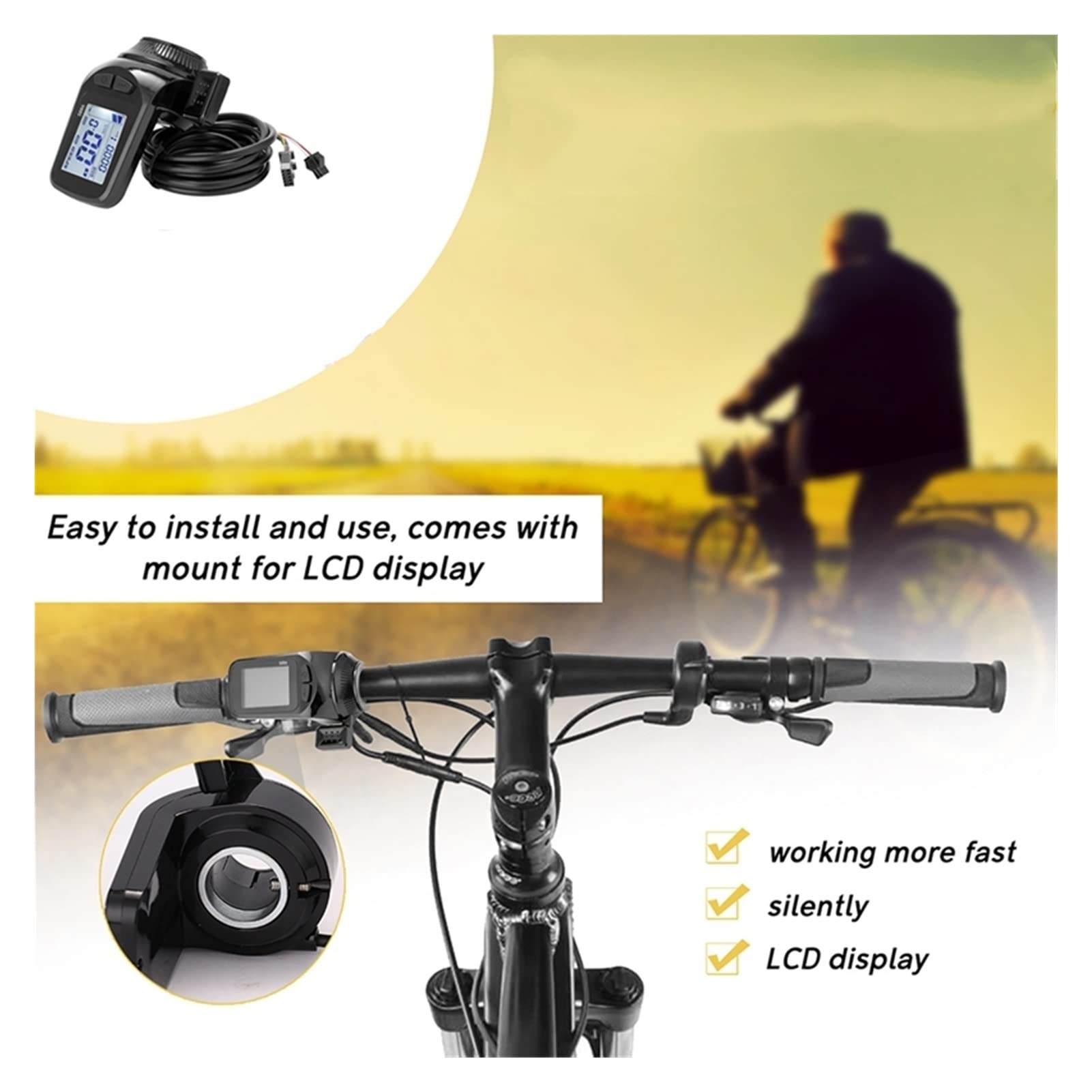2 4V / 36V / 48V S886 LCD Panneau d'affichage Panneau d'accélérateur for vélos électriques adaptés au Scooter E-Scooter Pièces de Scooter