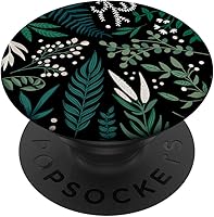 Vista 1 de Follaje de helecho botánico verde y bayas blancas con estampado floral PopSockets intercambiables PopGrip