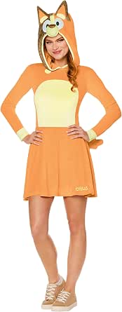 Spirit Halloween Bluey Costume Hooded Dress For Girls - Officially Licensed, Long Sleeves