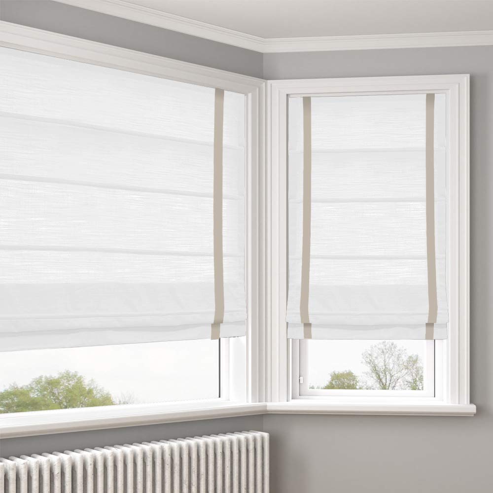 LANTIME Window Blinds Roman Shades, Made to Order Elegant Blackout Light Filtering Sand Beige Fabric Window Roman Shades for Windows, Doors