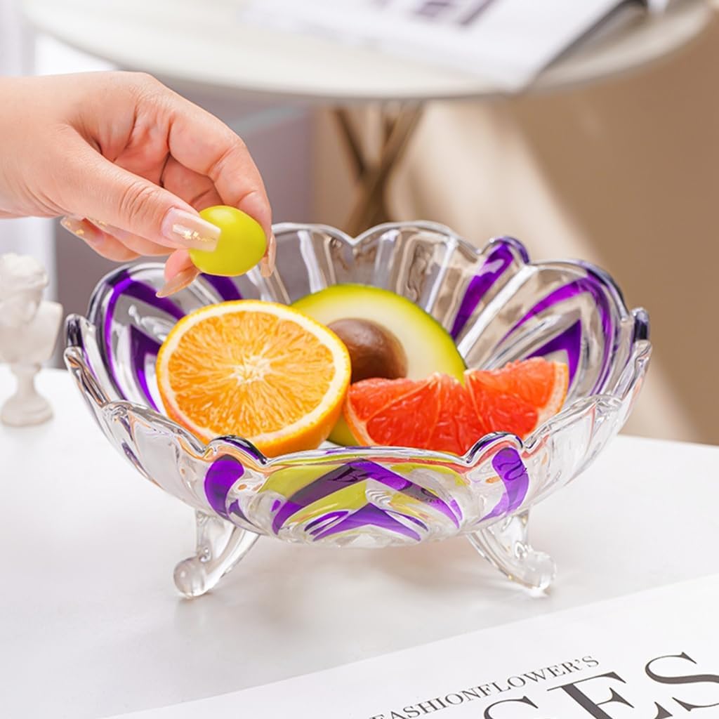 Elegant Clear Glass Nut Bowl With Nonslip Base 3-Leg Design For Home Use