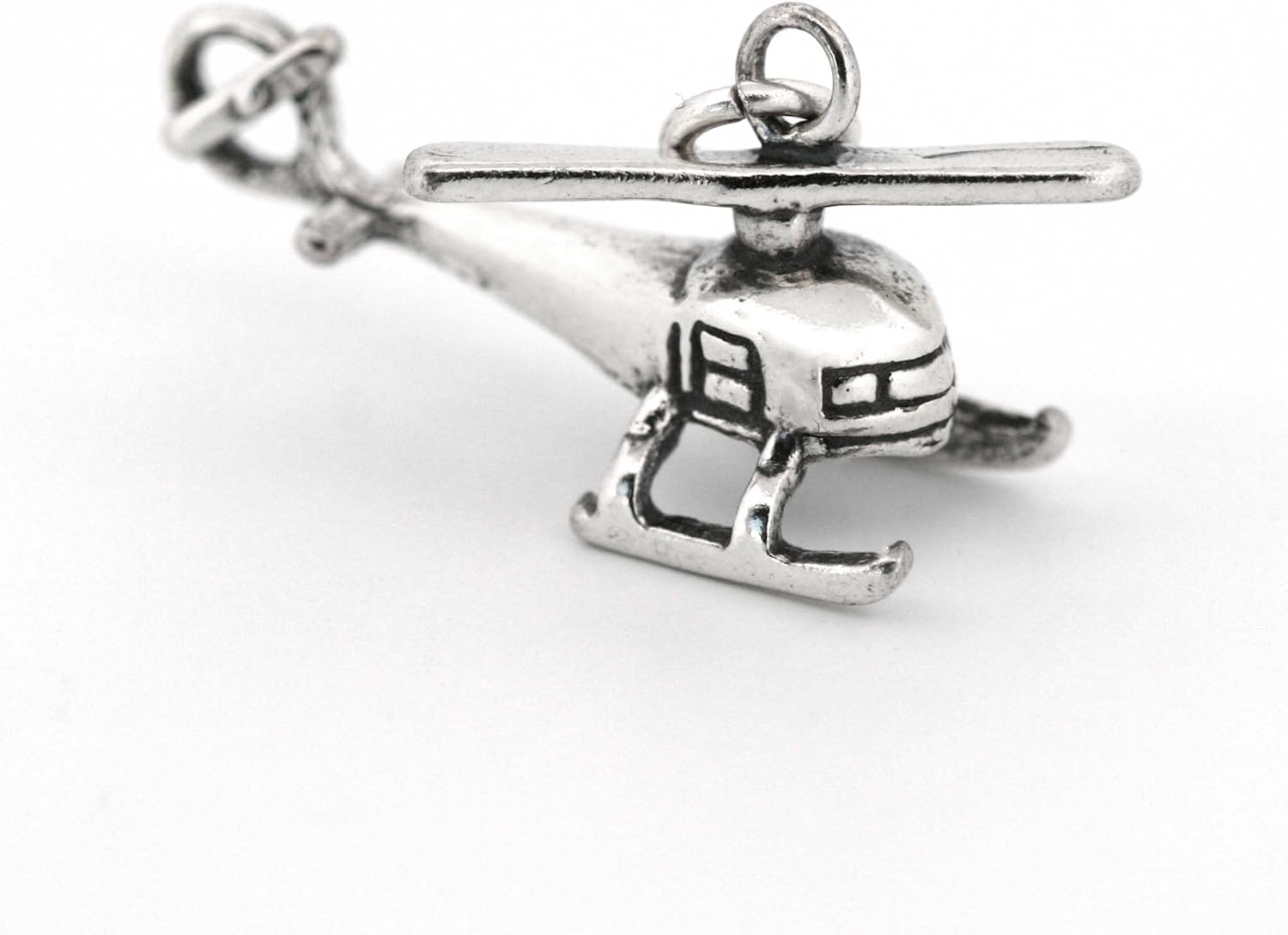 Helicopter Chopper 3D 925 Solid Sterling Silver Charm Pendant Bracelet Jewelry Making Supply