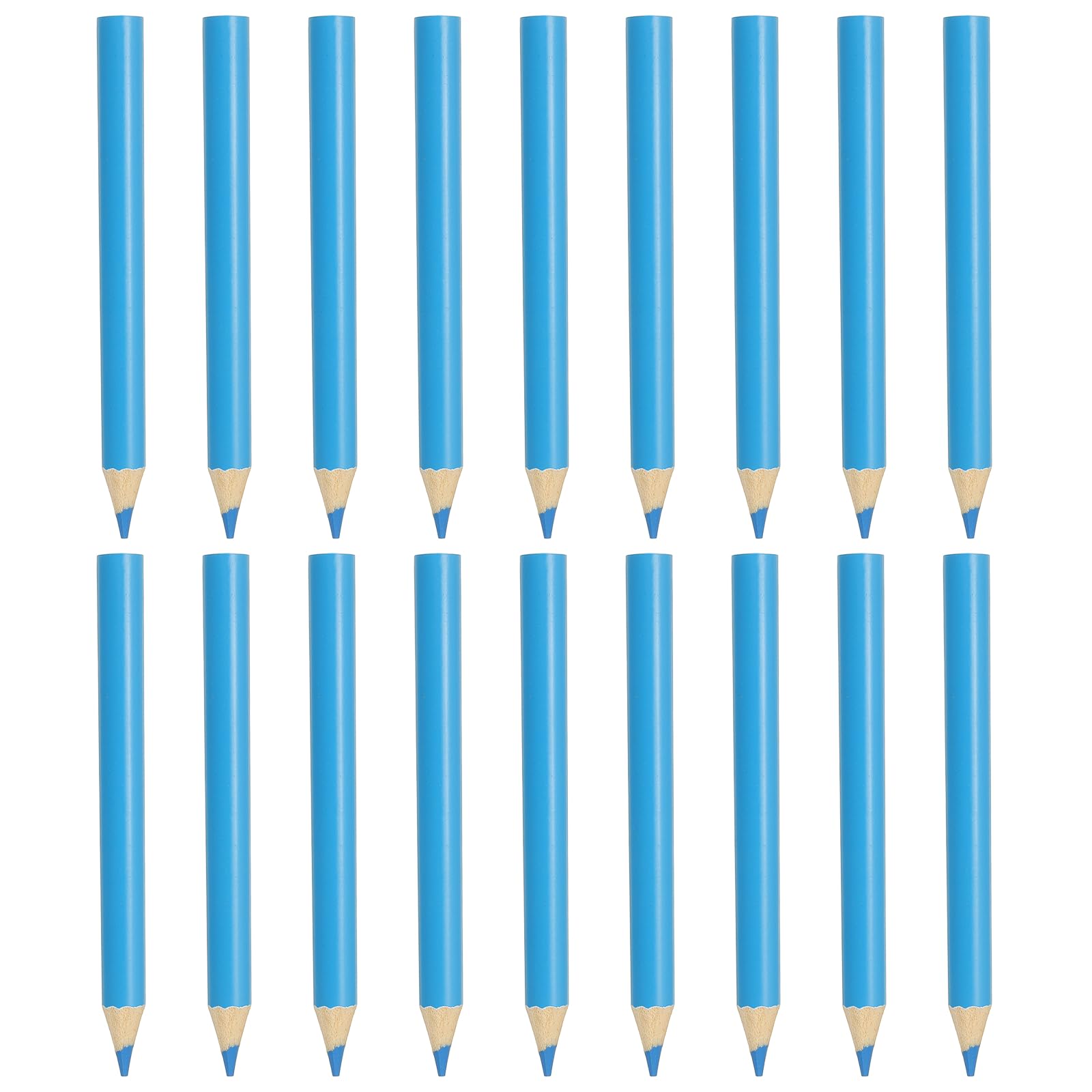 sourcing map 18 Pcs Wooden Colored Pencils, Mini Short Oil Based Colored Pencils for Artists Teachers Coloring Books Painting Sketching Drawing, Light Blue