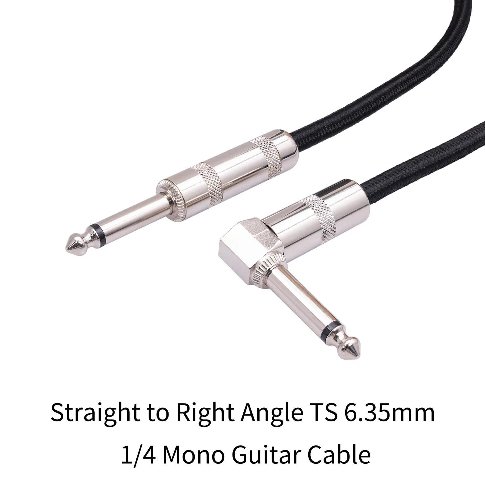 Câble Audio pour guitare électrique, 2 pièces, Double blindage, 22awg, en cuivre sans oxygène, réduction du bruit, Mono Câble d'instrument Guitare