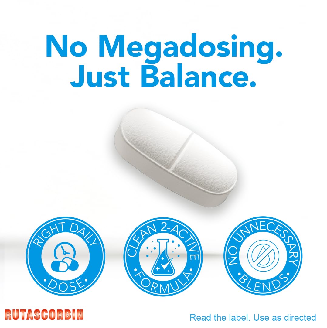 RUTASCORBIN Vitamin C with Rutin | High Potency Immune Support Supplement with Antioxidants for Vitality, Circulatory Health, Energy & Daily Wellness, 50 Tablets, 1-Pack