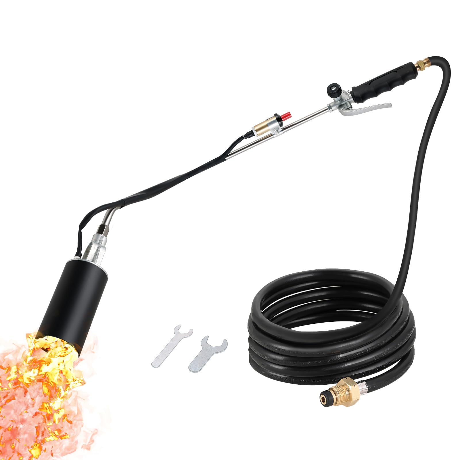 weyleity Propane Torch Weed Burner Kit | Propane Weed Torch 500,000 BTU with 7FT Hose and Turbo Trigger Push Button Igniter, Weed Burner Torch for Propane Tank, Heavy Duty Flame Thrower for Weeds