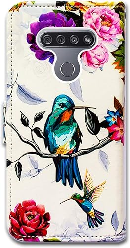 Miniatura 7 de Funda para LG K51, LG Reflect (LM-K500), diseño de colibrí en flores, de piel, con ranura para tarjetas, soporte para LG K51LG Q51