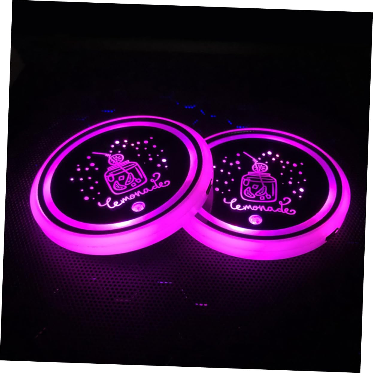DECHOUS 2Pcs Smart LED Cup Mat USB Charging Car Coaster Luminescent Pad with Color Change Function Automatic Activation with Vibration Detection Durable Material