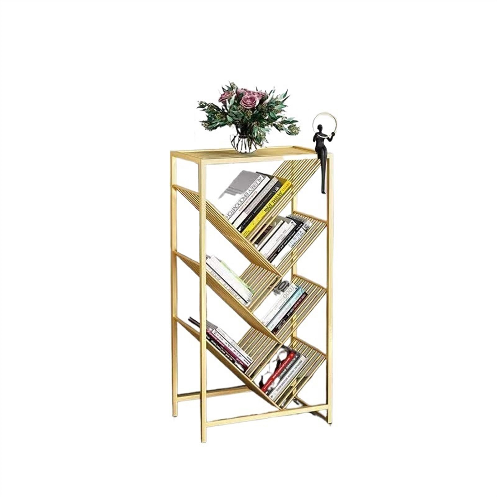 Huangj-0527 Bookcase Storage Shelves Simple Bookshelf Floor-Standing Simple Student Small Bookshelf Multi-layer Iron Storage Rack Tree-Shaped Book Storage Rack Book Shelves(Small)