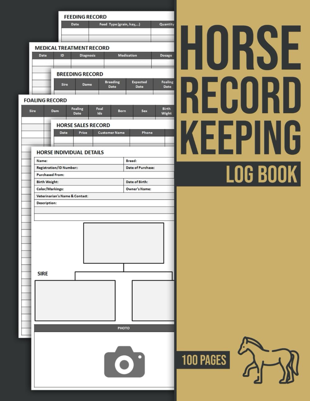 Horse Record Keeping Log Book Track Horse Feeding, Health, Medical