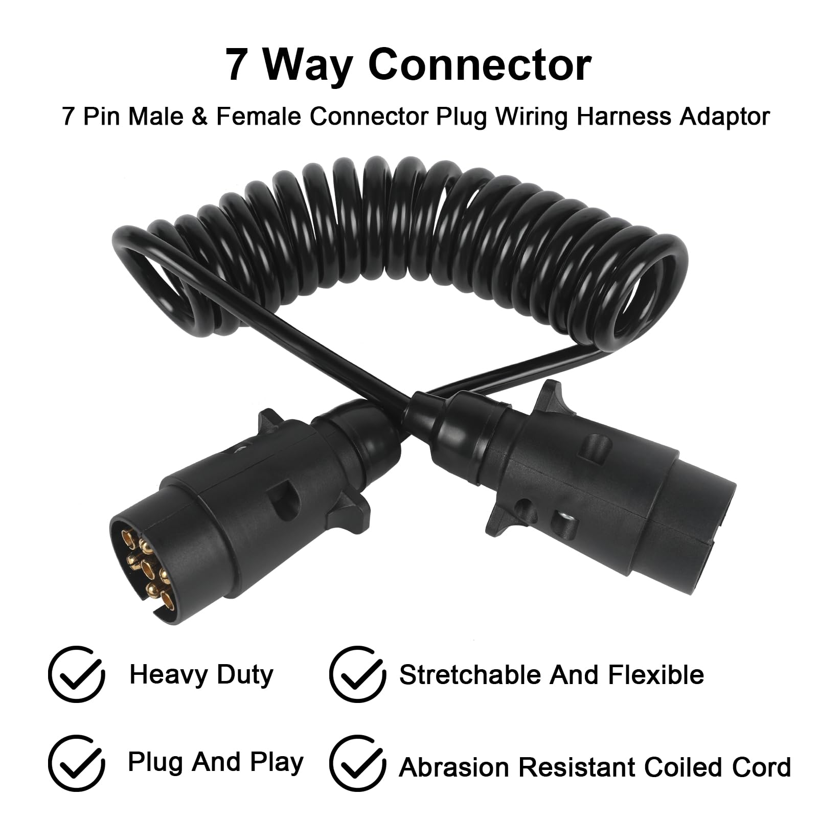 AOHEWEI Cavo di prolunga per rimorchio a 7 Pin Cavo per rimorchio da 2,5 m a 7 Pin con Spina per rimorchio a Spina 12 V per Camion rimorchio, Barca, roulotte