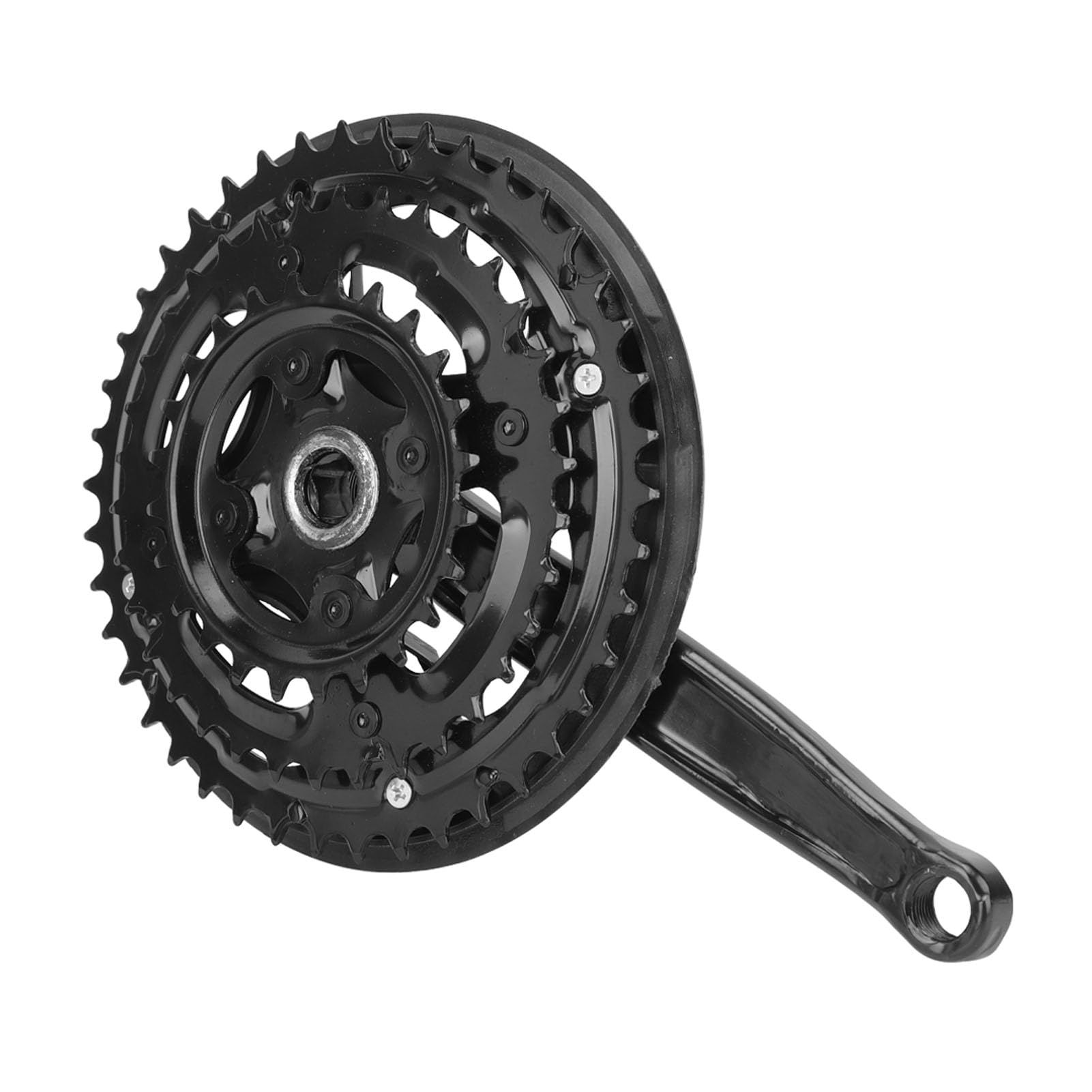 SIXRUN Mechanizm Korbowy do Rowerów Górskich Potrójna Tarcza ze Stali Wysokowęglowej 24 34 42T 170 Mm Mechanizm Korbowy o Zmiennej Prędkości Łatwa Instalacja z osłoną łańcucha do Rowerów Szosowych i