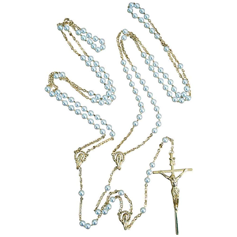 Wedding Lasso Rosary | Pearl Beads | Silver Tone or Gold Tone | Great Matrimony Wedding Gift | Beautiful Christian Catholic Wedding Tradition for Brides and Grooms | Family Heirloom | Wedding Cord