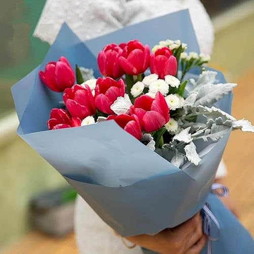 Miniatura 6 de Papel de regalo de flores de estilo coreano, envoltura de ramo floral, embalaje de regalo, suministros de floristería, 20 unidades (Melocotón claro)