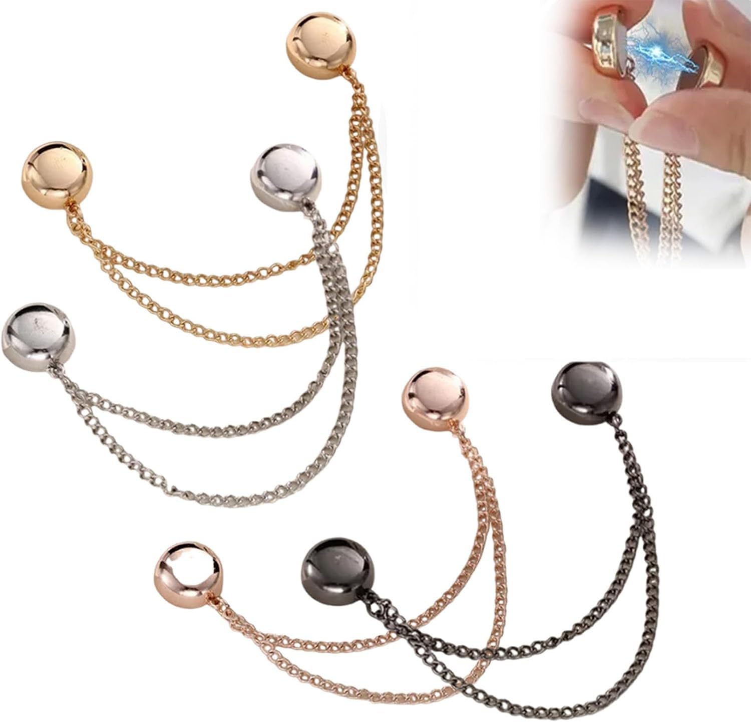 4 Clip Magnetiche Multifunzionali Per Vestiti – Fermaglio A Bottone Per Sciarpe, Hijab, Cardigan – Multicolore, Taglia L