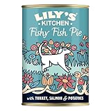 Lily's Kitchen Elaborado con Ingredientes Naturales Lata de alimento húmedo para Perros Adultos Pastel de Pescado con Pavo 6 x 400g