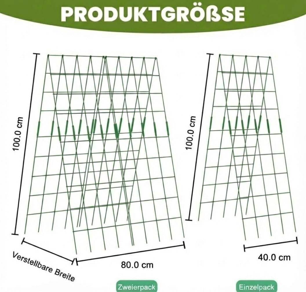 Rankgitter für Tomaten & Gurken, 2 Stück 100cm-Metall Pflanzenständer Rankhilfe Set, A-Form Gitterspalier für Kletterpflanzen, Gemüse & Obst
