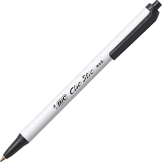 CSM241BLK Clic Stic Pen, Medium Point, 24/CT, Black Ink/White Barrel