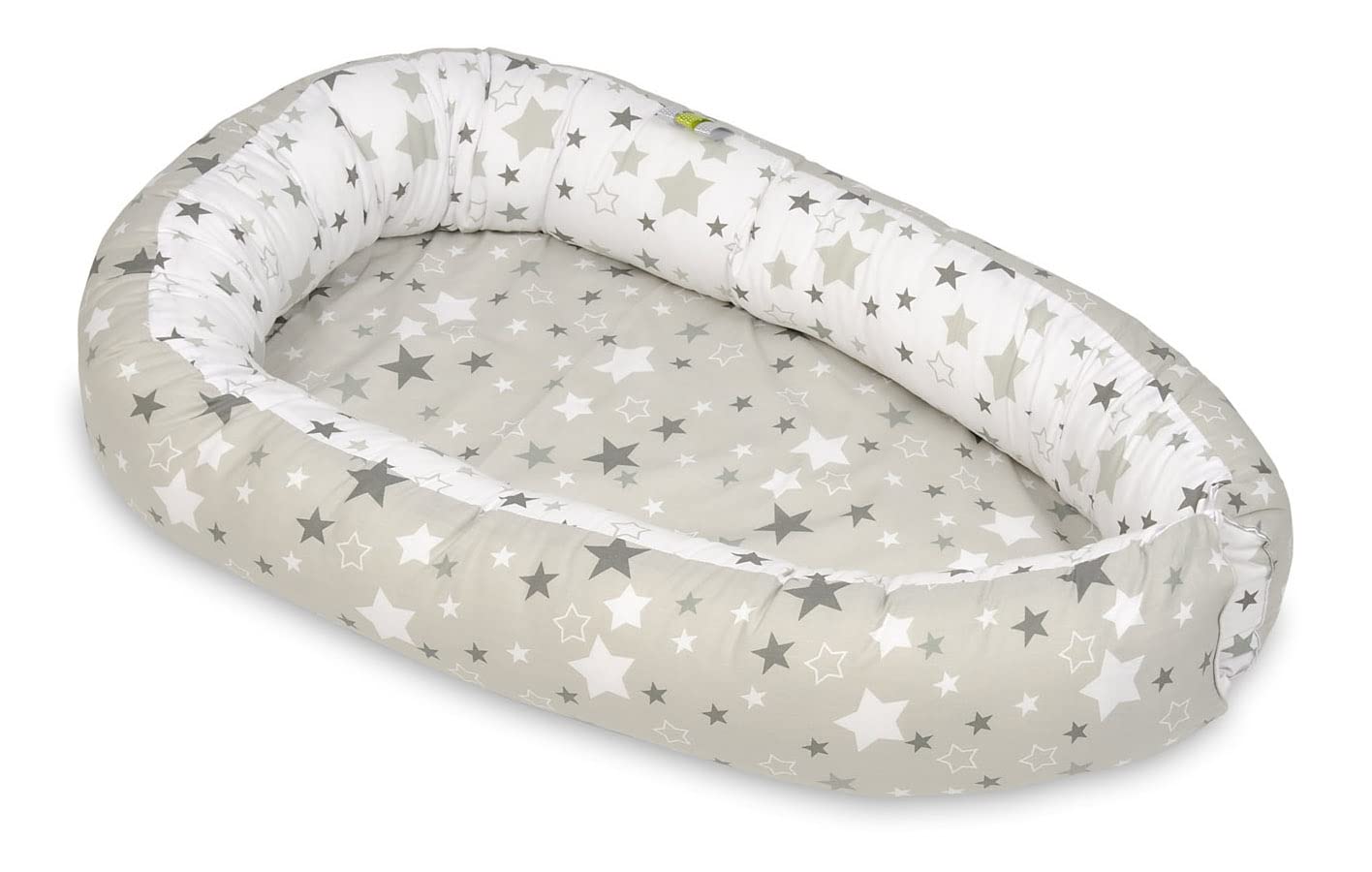 Velinda Riduttore,nido,culla,culletta,bozzolo per letto,neonato,100% cotone (motivo: stelline bianco grigie su sfondo grigio - stelline)