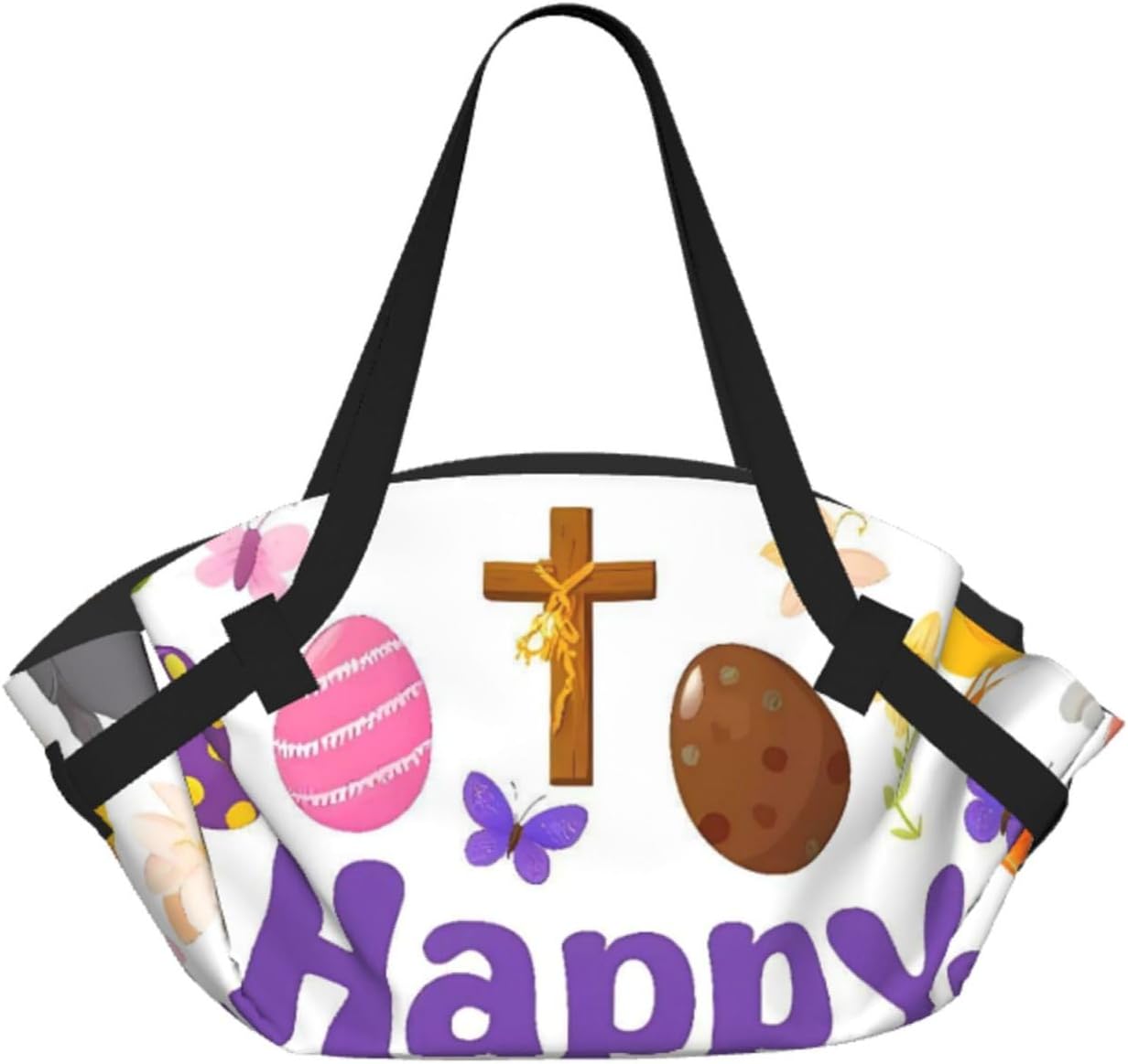 Happy Easter1 Pattern Foldable Camping Tote Bag Picnic Blanket Bag Portable Beach Mat Tote Waterproof Outdoor Picnic Mat Carry Bag