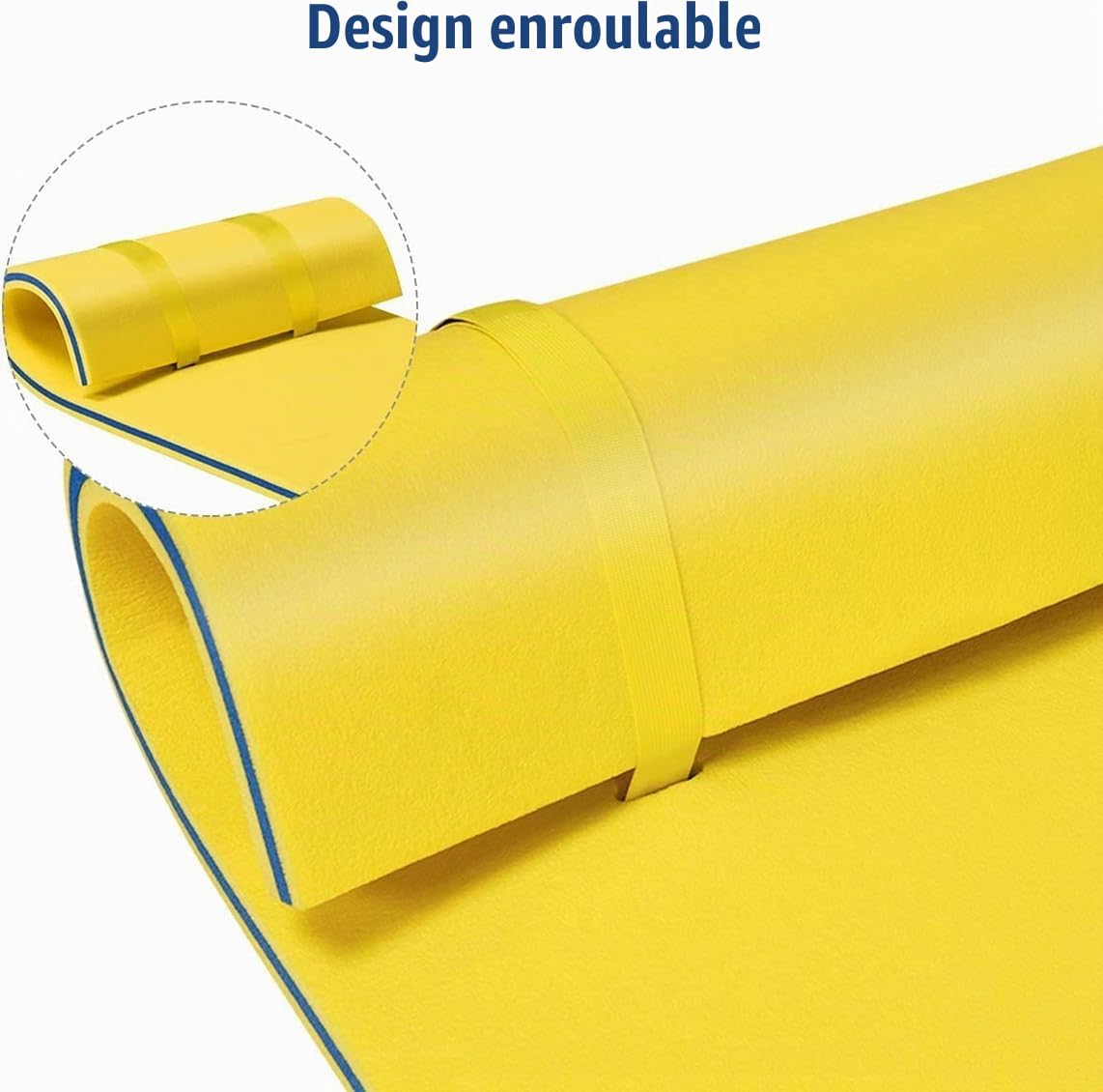 FANTASK Tapis de Natation 210 x 66 cm - Charge maximale : 60 kg - en Mousse XPE indéchirable - Jaune