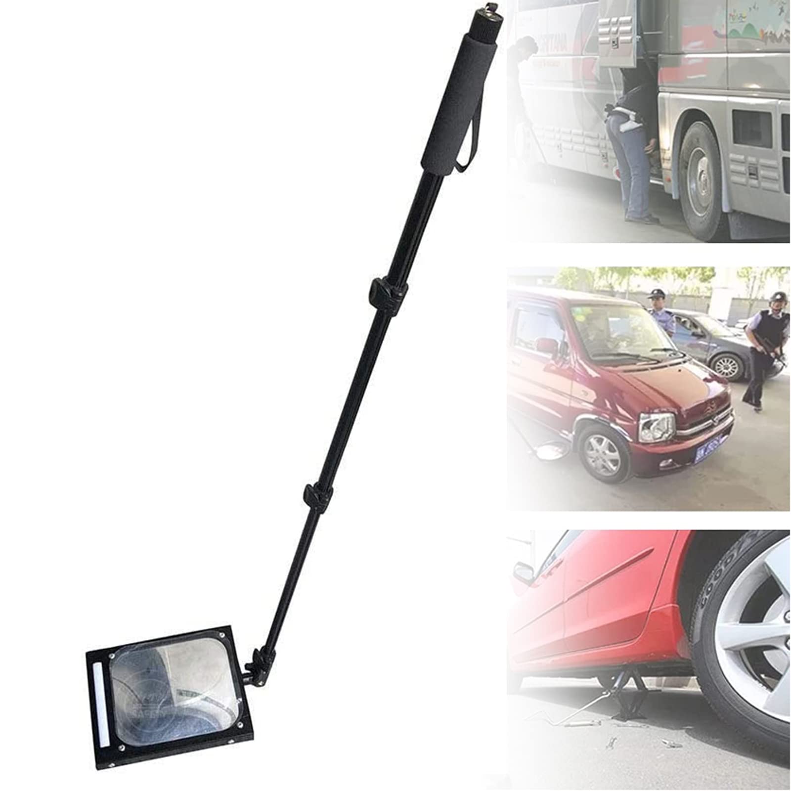 Espejo De Inspección para Vehículos, Espejo De Inspección para Vehículos con Luz Led Y Mango Telescópico Antideslizante Ajustable, Fácil De Transportar, Utilizado Pa