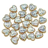 25pcs Gold Resin Hearts Cabochons with Iridescent Glitter Sparkle Dots Flat Back Embellishments for Crafts
