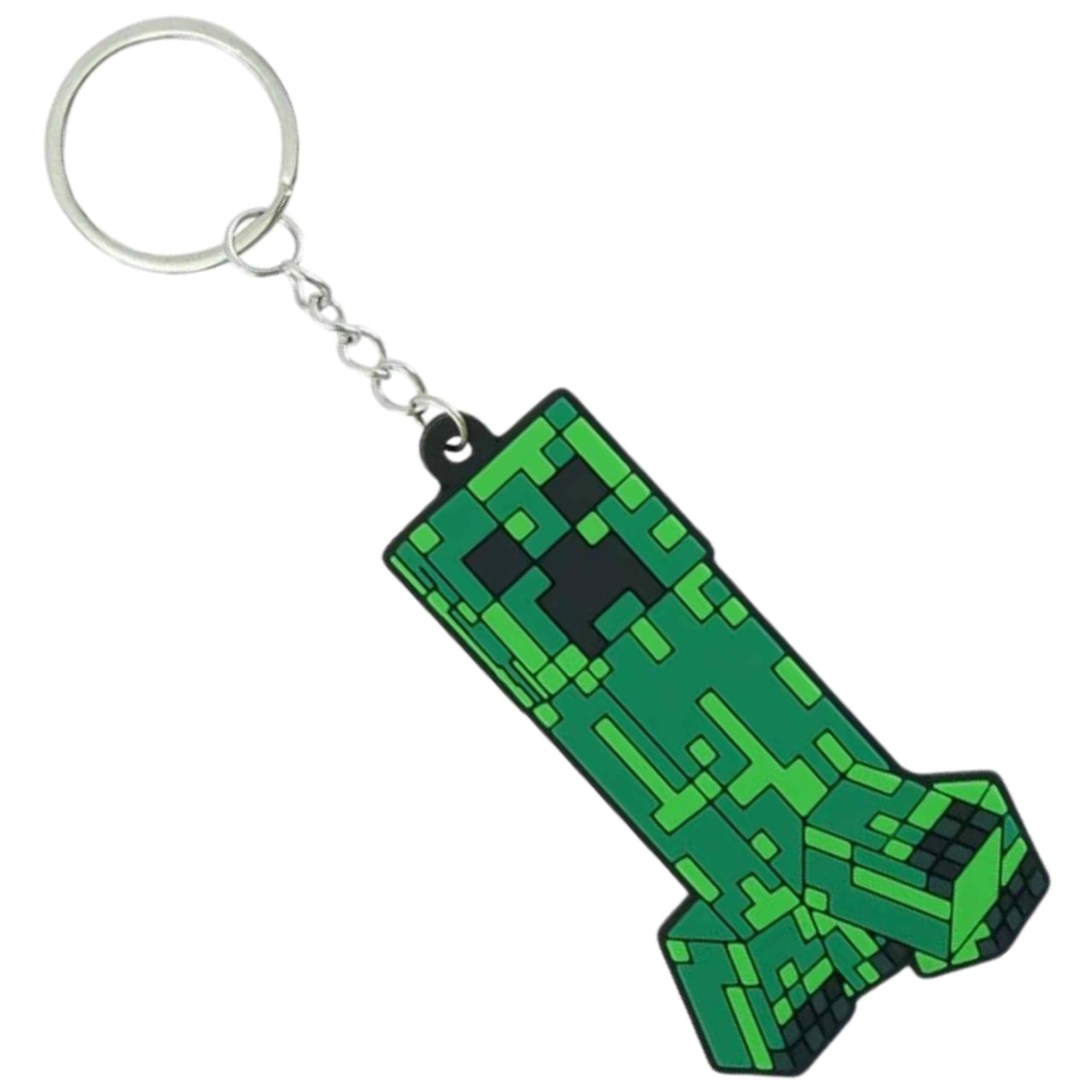 Srv Hub Unisex Kids 1X Creeper Keyring Soft Pvc Minecraft Creeper Key Chain, Gifts For Birthday Party Kids, Collectables Gaming Gifts, Boys Backpack Keychain, Christmas -Gift Goodie Bag Fillers Cute Cartoon Keyring Size 13.5Cm