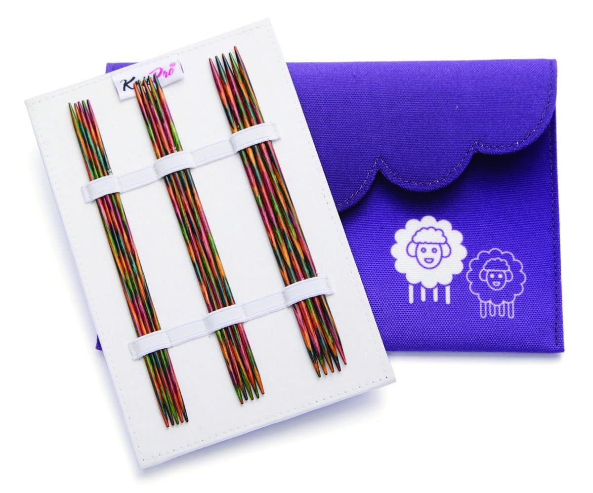 KnitPro Symfonie Double Pointed Needle Set 6" (15cm), Purple, 15 cm 2-4 mm