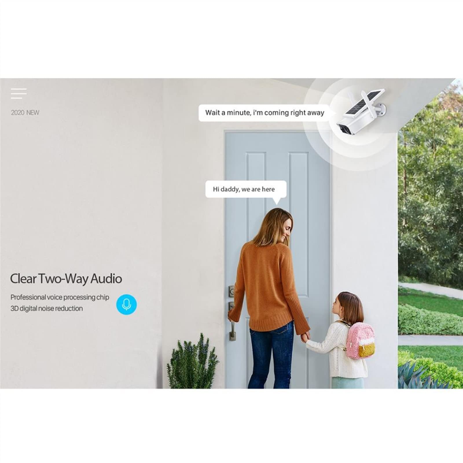 Telecamera Wifi Esterno, Telecamera di sicurezza esterna wireless HD 1080P Batteria ricaricabile solare Alimentazione IP Telecamere di sorveglianza Home Audio bidirezionale PIR ,Sicurezza, Antifurto(6