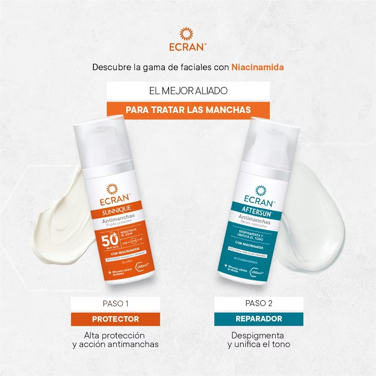 ECRAN SUNNIQUE – Protector Facial Antimanchas Antiarrugas SPF 50+ con Niacinamida y Ácido Hialuronico, Despigmenta y Unifica el Tono, Fórmula con VitEox80 - 50 ml — view 7