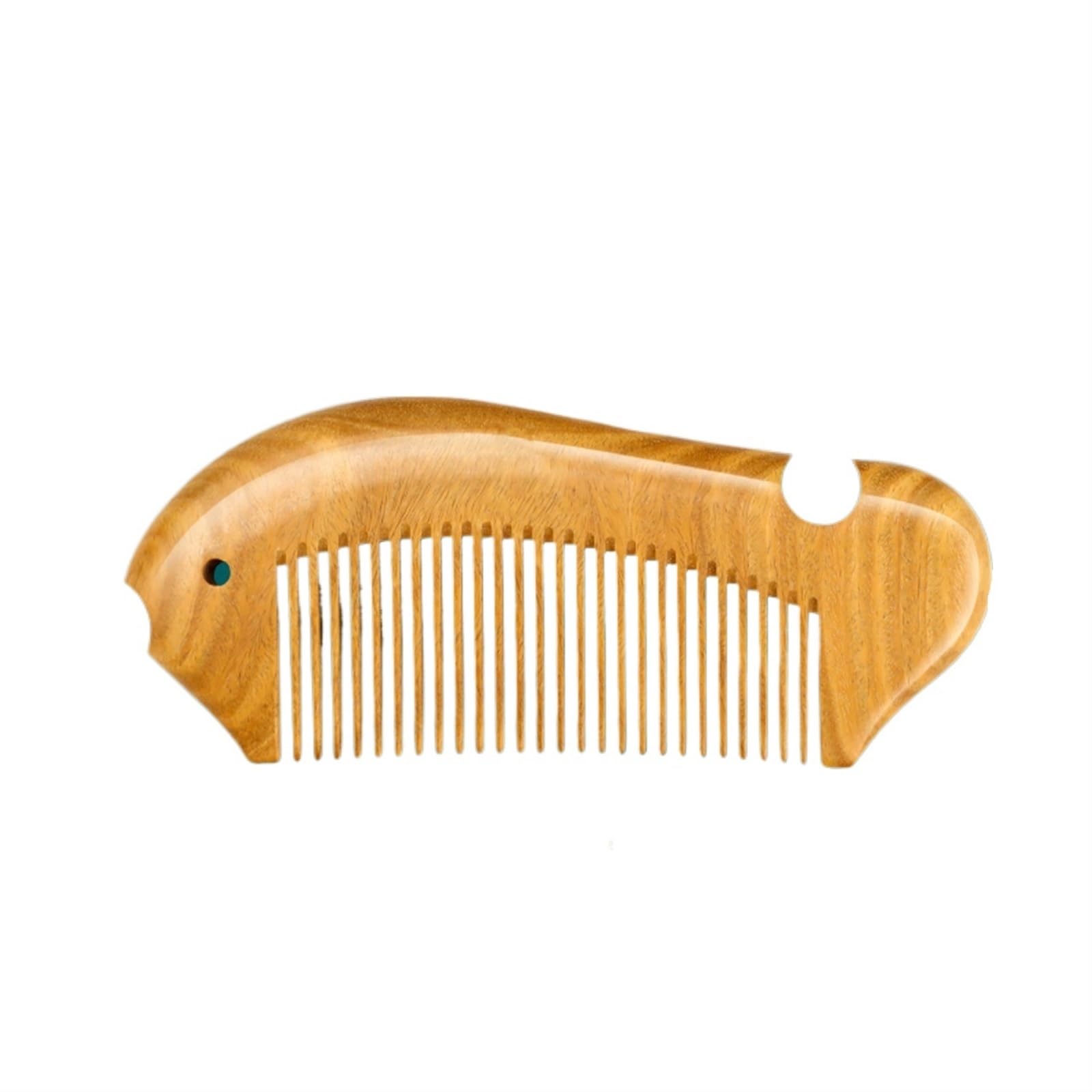 Peine portátil para el Cabello, Peine de Madera de sándalo Verde de Dientes Finos antiestático, peines de Madera Hechos a Mano para desenredar el Cabello (CA)
