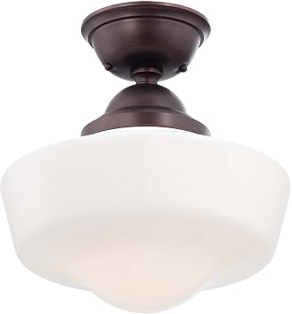 Minka Lavery Semi Flush Mount Ceiling Light 2257-576, Glass Lighting Fixture, 1 Light, Bronze