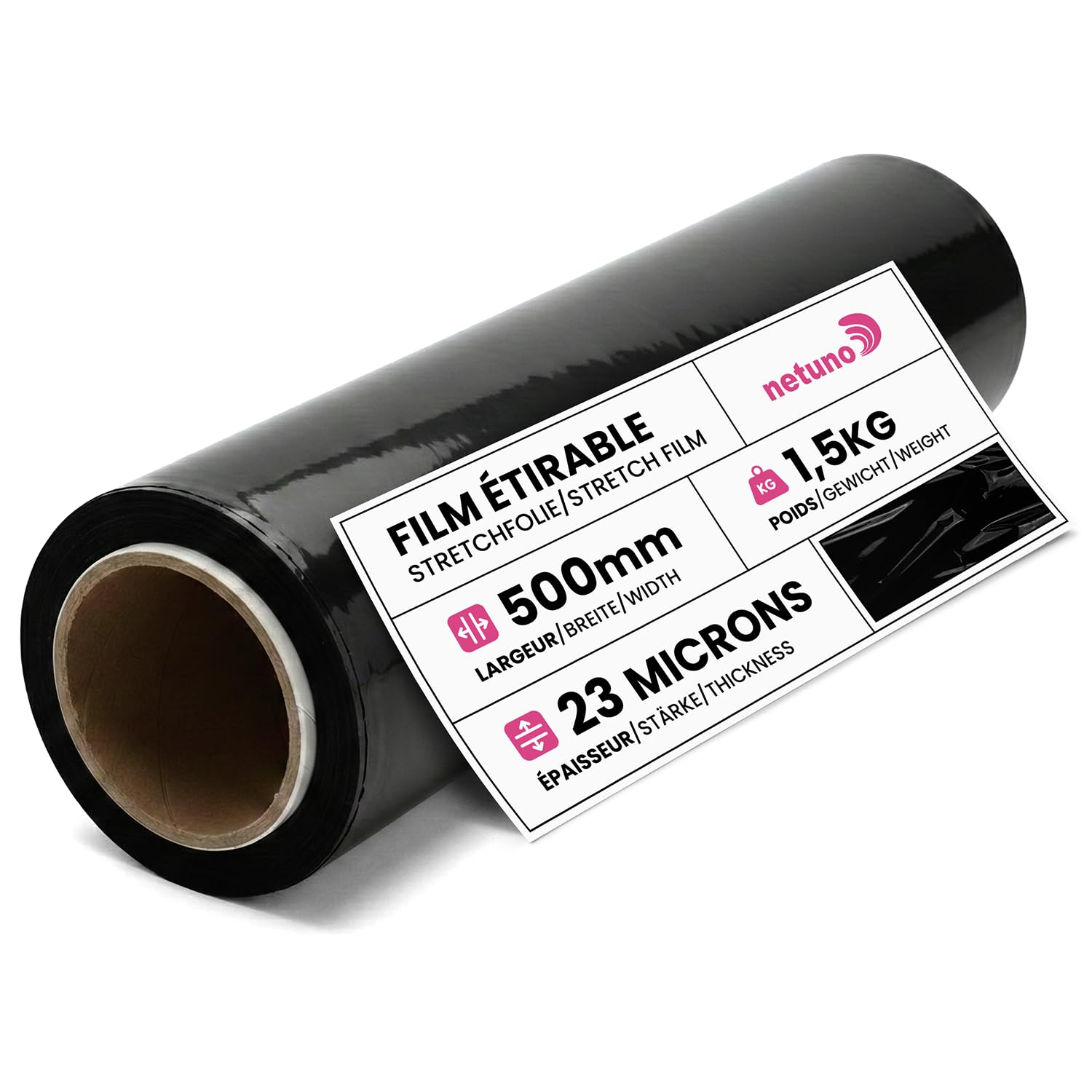 Film Étirable Transparent Ou Noir 100mm X 200m 23 Microns - Rouleau Emballage Palettes Et Déménagement
