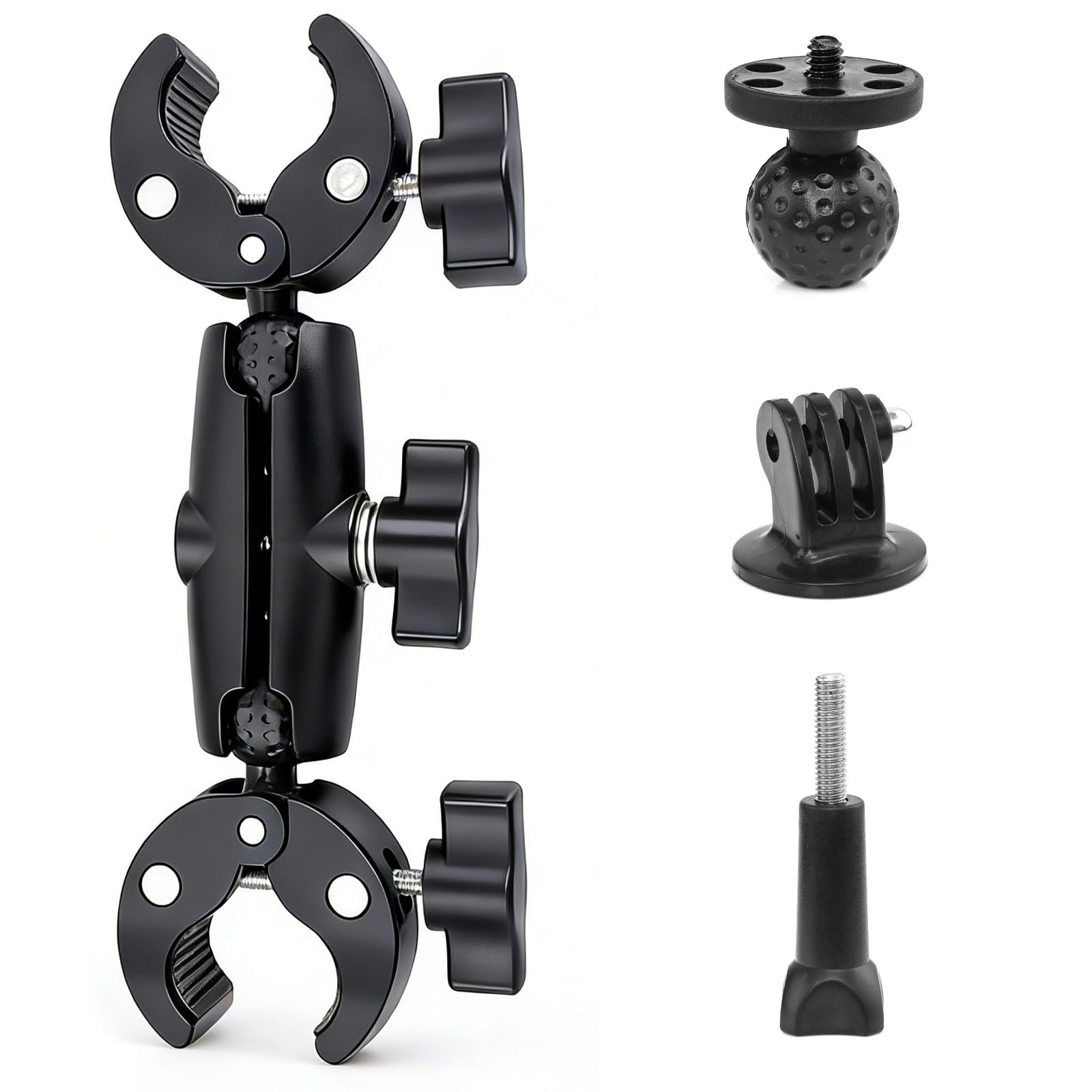 Supporto a doppio morsetto per ombrello e asta della fotocamera, universale, per sedia a rotelle, deambulatore, passeggino, scrivania e accessori fotografici, girevole a 360°, con braccio Magic Socket