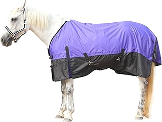 600 Denier Rip-Stop Horse Rain Sheet Lightweight Waterproof and Breathable Turnout Horse Blanket (No Fill) Violet/Black 78